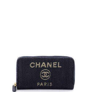 Chanel Medium Deauville Zip Around Wallet Lurex Canvas